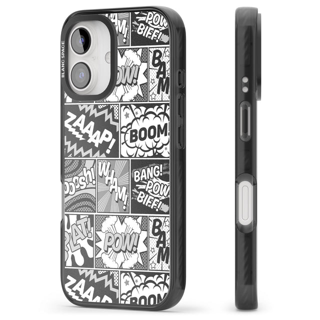 iPhone 16 Pro Max Onomatopoeia (Black & White) Black Impact Phone Case