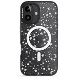 iPhone 16 Pro Max White Cosmic Galaxy Pattern Black Impact Phone Case