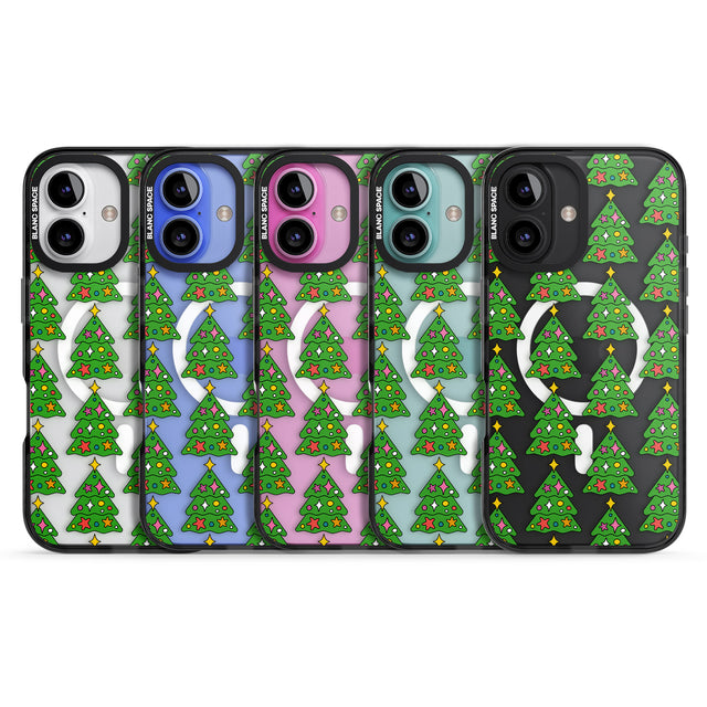 iPhone 16 Pro Max Christmas Tree Pattern (Clear) Black Impact Phone Case