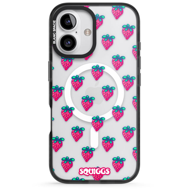 iPhone 16 Pro Max Strawberry Patch Black Impact Phone Case