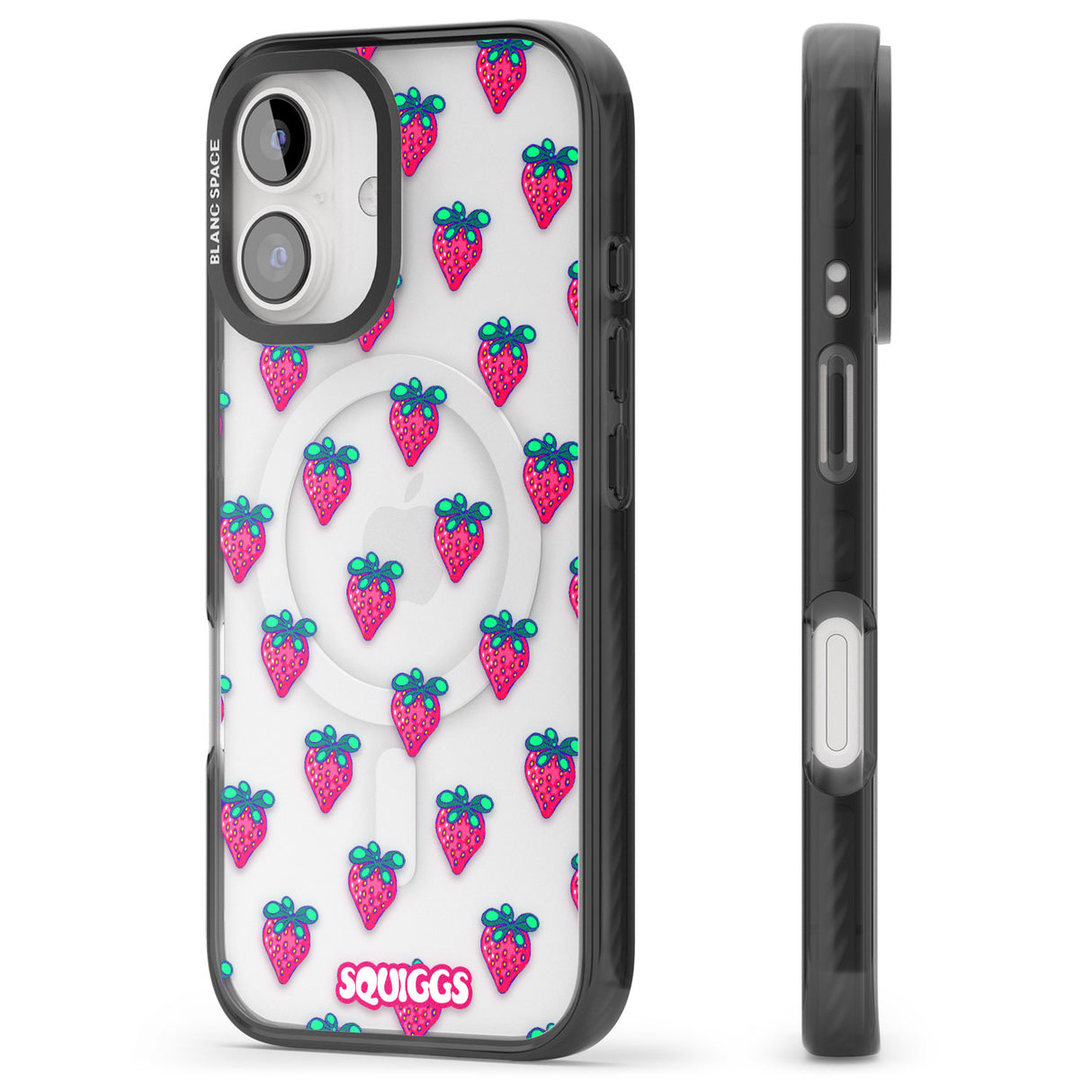 iPhone 16 Pro Max Strawberry Patch Black Impact Phone Case