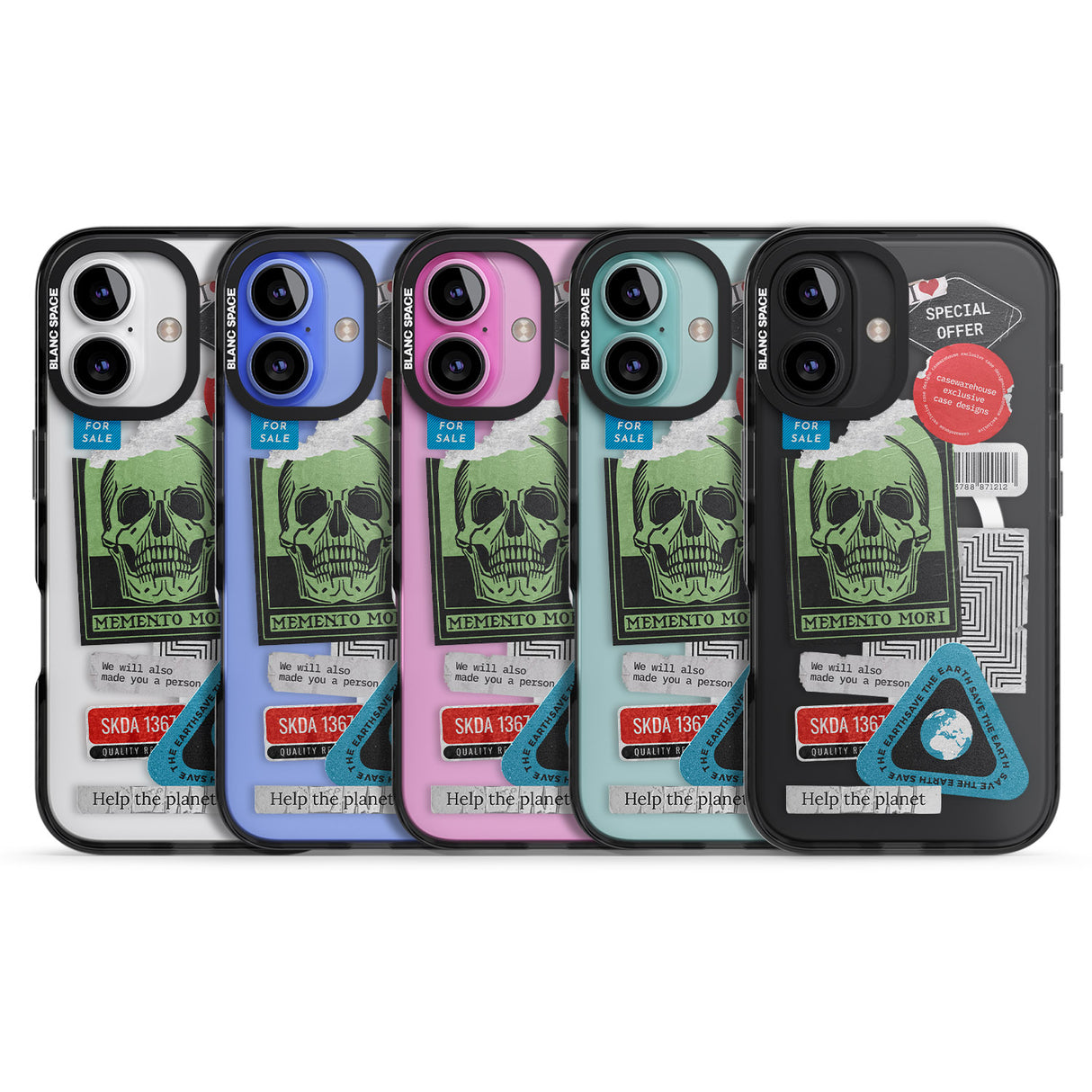 iPhone 16 Pro Max Skull Sticker Mix Black Impact Phone Case