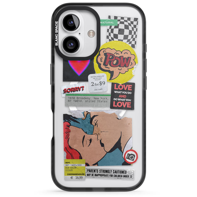 iPhone 16 Pro Max Retro Sticker Mix Black Impact Phone Case