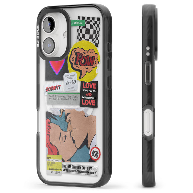 iPhone 16 Pro Max Retro Sticker Mix Black Impact Phone Case