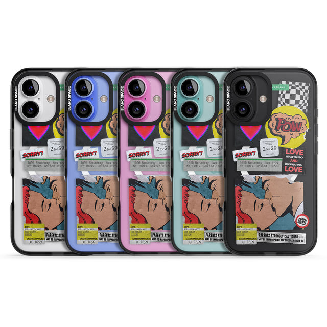 iPhone 16 Pro Max Retro Sticker Mix Black Impact Phone Case