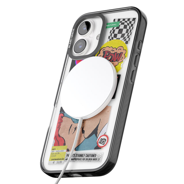 iPhone 16 Pro Max Retro Sticker Mix Black Impact Phone Case