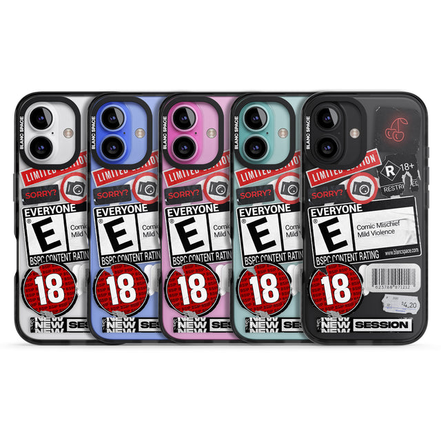 iPhone 16 Pro Max Rated 18+ Sticker Mix Black Impact Phone Case