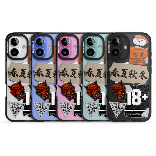 iPhone 16 Pro Max Asian Sticker Mix Black Impact Phone Case