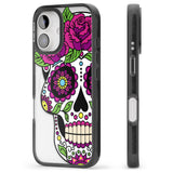 iPhone 16 Pro Max Purple Floral Sugar Skull Black Impact Phone Case