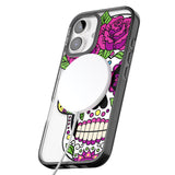 iPhone 16 Pro Max Purple Floral Sugar Skull Black Impact Phone Case