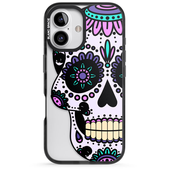 iPhone 16 Pro Max Violet Sugar Skull Black Impact Phone Case