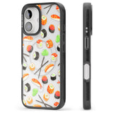 iPhone 16 Pro Max Sushi & Chopsticks Watercolour Pattern Black Impact Phone Case