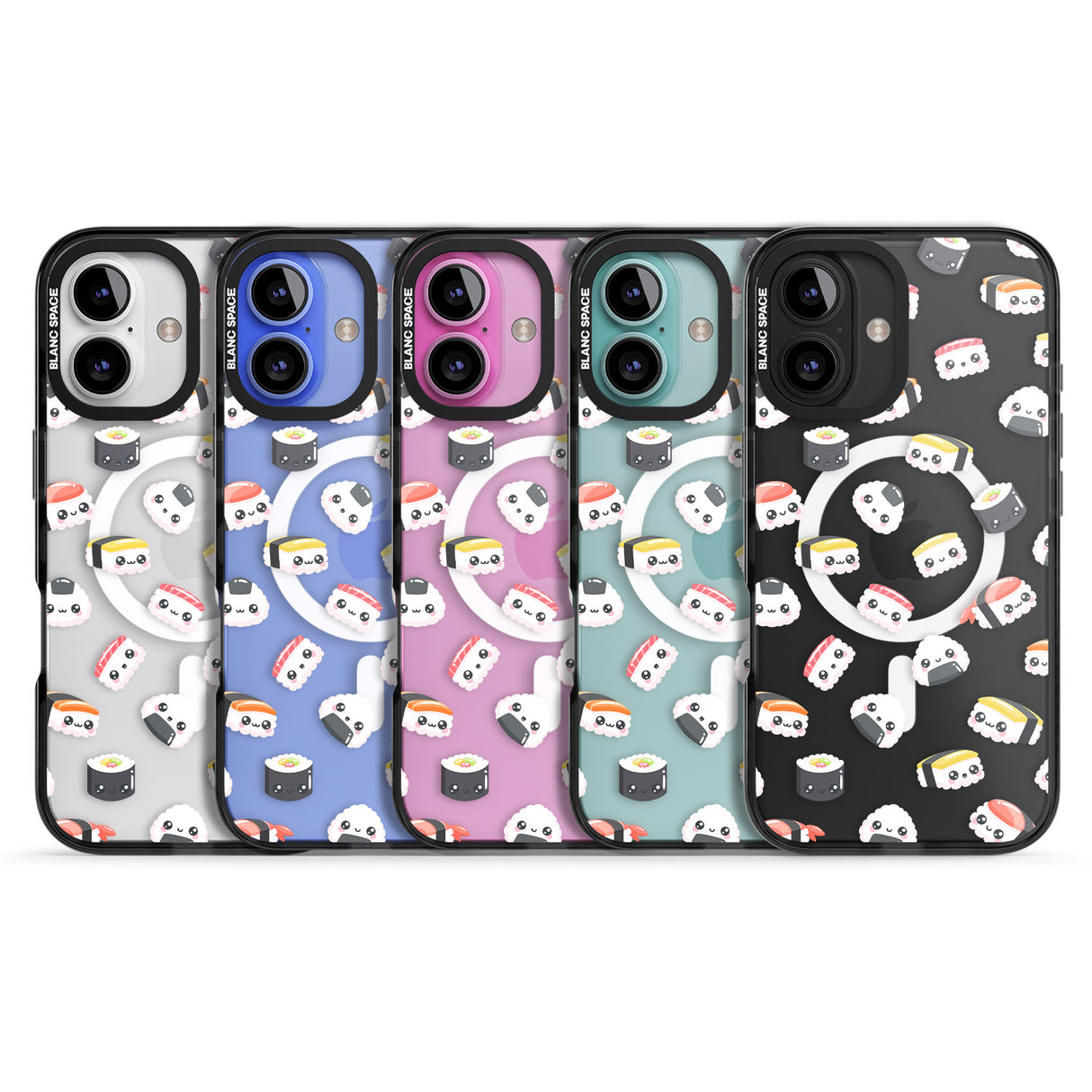 iPhone 16 Pro Max Kawaii Sushi & Rice Black Impact Phone Case