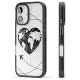 iPhone 16 Pro Max Globe Heart Black Impact Phone Case