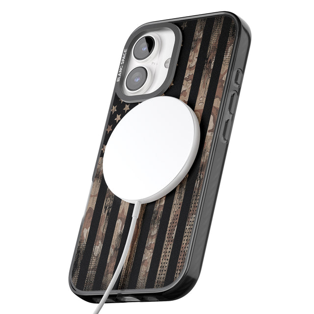 iPhone 16 Pro Max American Flag Camo Black Impact Phone Case