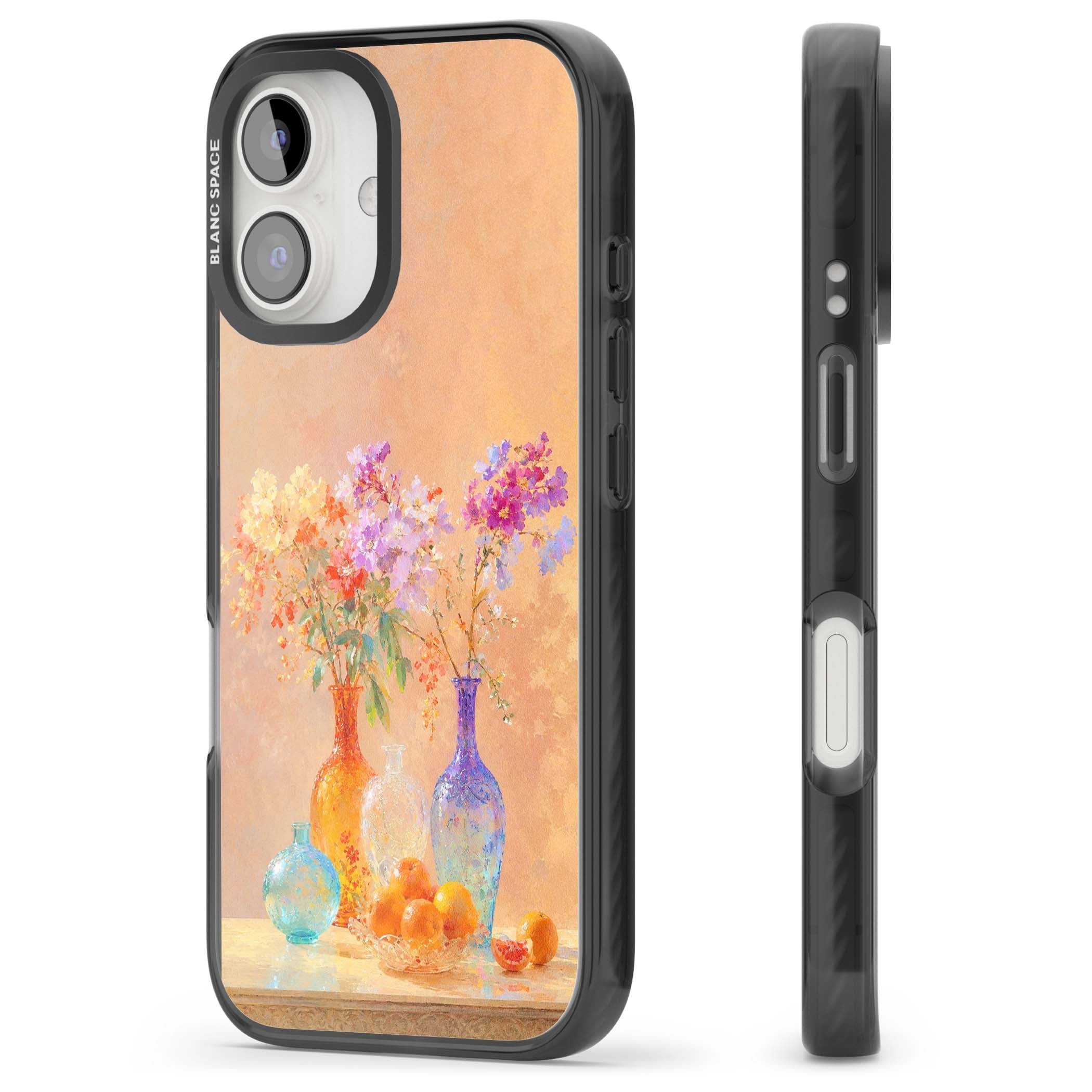 Peach Glass art iPhone case | Black Impact Magsafe case for iPhone 16, iPhone 16 Plus