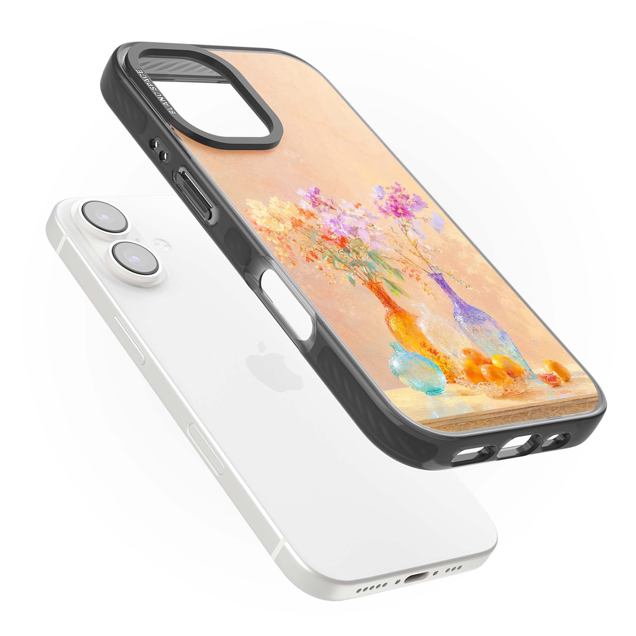 Peach Glass art iPhone case | Black Impact Magsafe case for iPhone 16, iPhone 16 Plus
