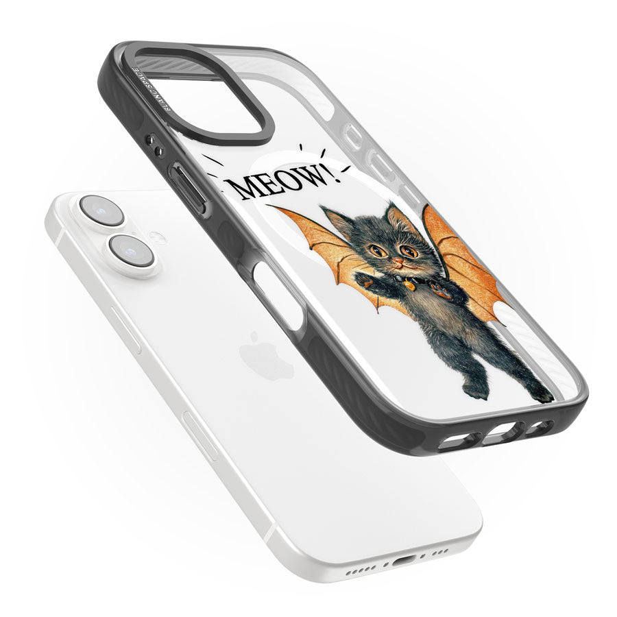 MEOW! Black Impact Magsafe Phone Case for iPhone 16, iPhone 16 Plus