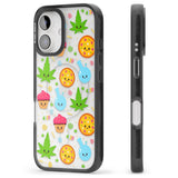 iPhone 16 Pro Max Kawaii Weed Pattern Black Impact Phone Case