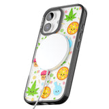 iPhone 16 Pro Max Kawaii Weed Pattern Black Impact Phone Case