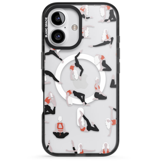 iPhone 16 Pro Max Yoga Poses Clear Black Impact Phone Case