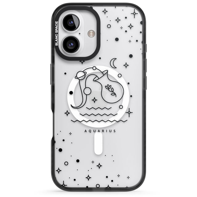 iPhone 16 Pro Max Aquarius Emblem - Transparent Design Black Impact Phone Case