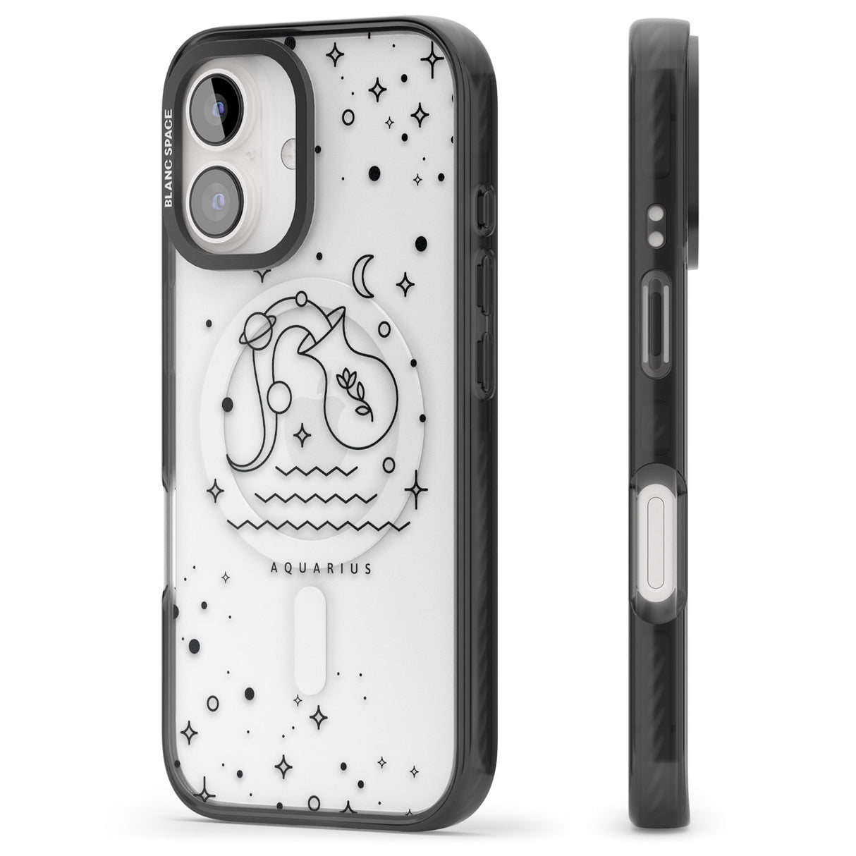 iPhone 16 Pro Max Aquarius Emblem - Transparent Design Black Impact Phone Case