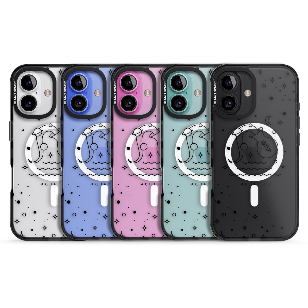 iPhone 16 Pro Max Aquarius Emblem - Transparent Design Black Impact Phone Case