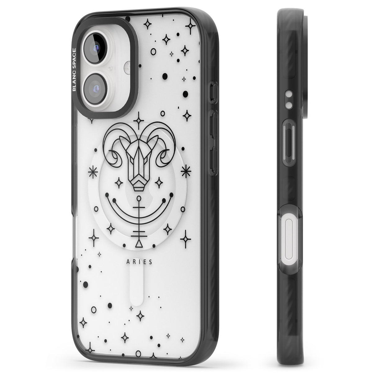 iPhone 16 Pro Max Aries Emblem - Transparent Design Black Impact Phone Case