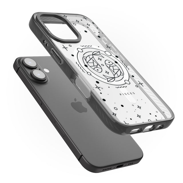 iPhone 16 Pro Max Pisces Emblem - Transparent Design Black Impact Phone Case