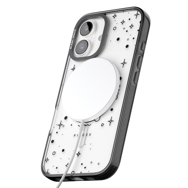 iPhone 16 Pro Max Pisces Emblem - Transparent Design Black Impact Phone Case