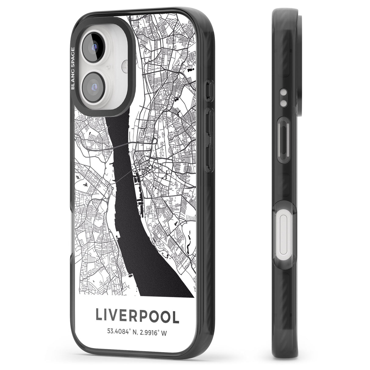 iPhone 16 Pro Max Map of Liverpool, England Black Impact Phone Case