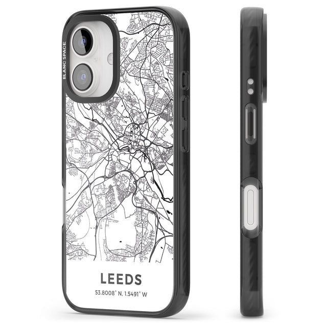 iPhone 16 Pro Max Map of Leeds, England Black Impact Phone Case