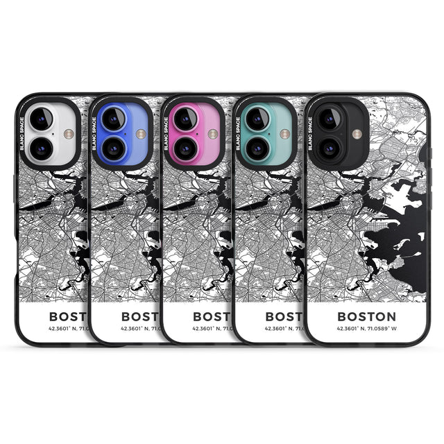 iPhone 16 Pro Max Map of Boston, Massachusetts Black Impact Phone Case