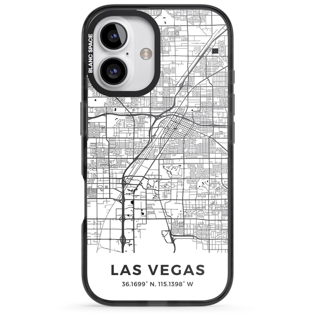 iPhone 16 Pro Max Map of Las Vegas, Nevada Black Impact Phone Case