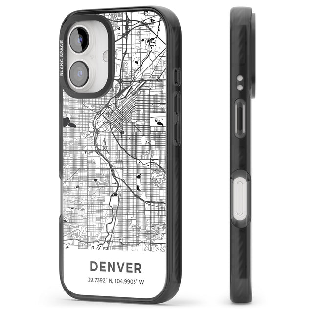 iPhone 16 Pro Max Map of Denver, Colorado Black Impact Phone Case