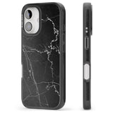 iPhone 16 Pro Max Bold Black Marble with White Texture Black Impact Phone Case