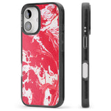 iPhone 16 Pro Max Red & White - Marbled Paper Black Impact Phone Case