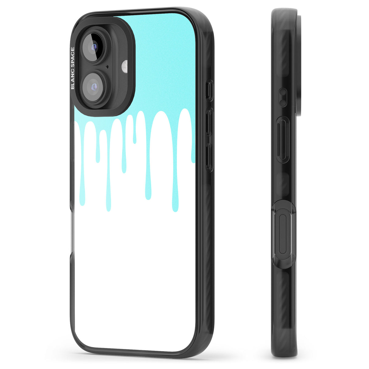 iPhone 16 Pro Max Melted Effect: Teal & White Black Impact Phone Case