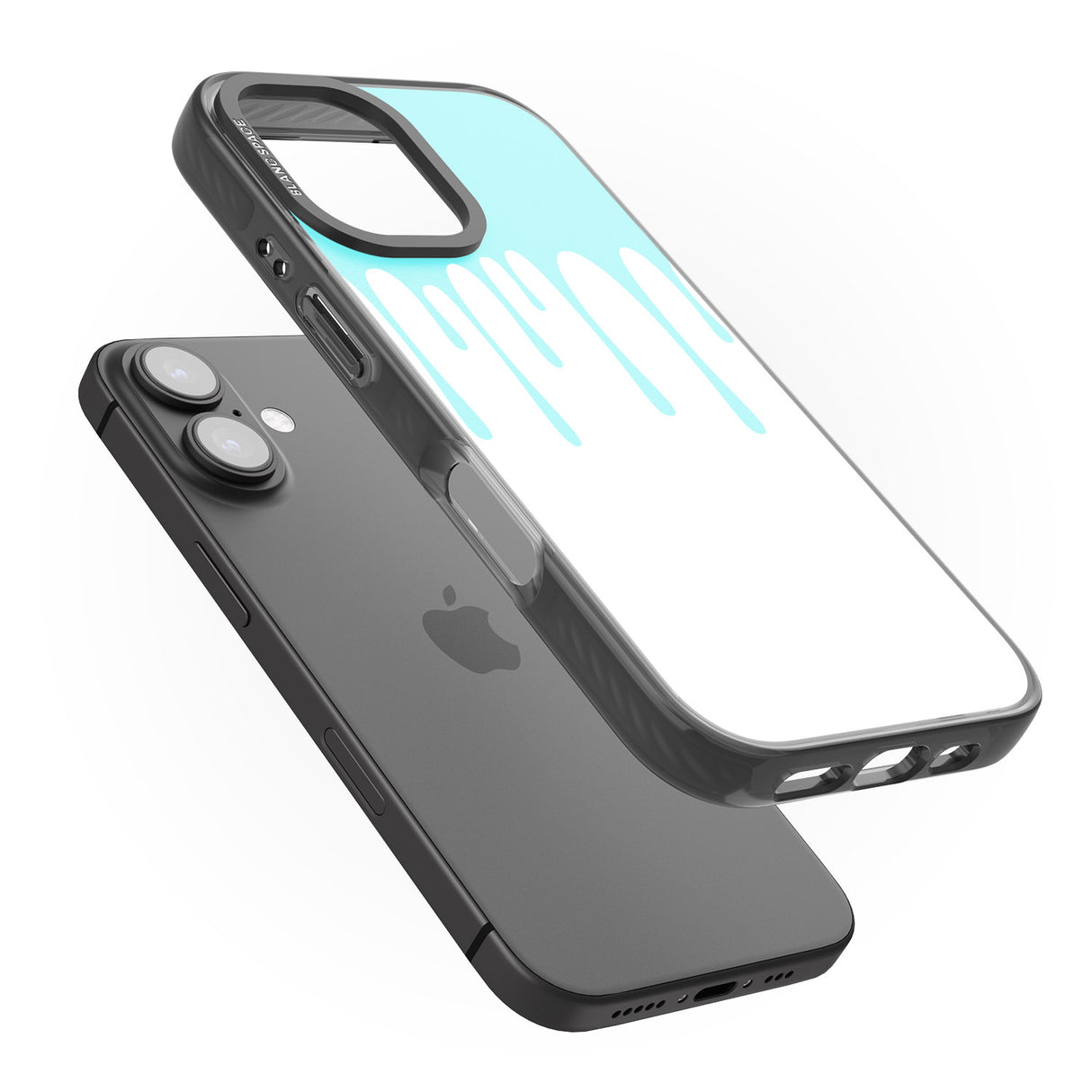 iPhone 16 Pro Max Melted Effect: Teal & White Black Impact Phone Case