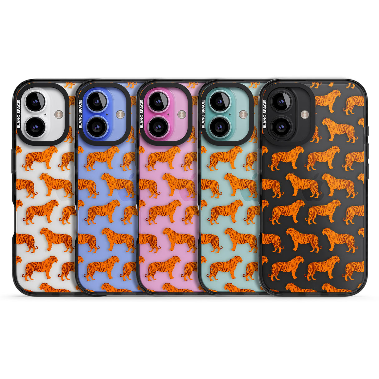 iPhone 16 Pro Max Tigers on Clear Pattern Black Impact Phone Case