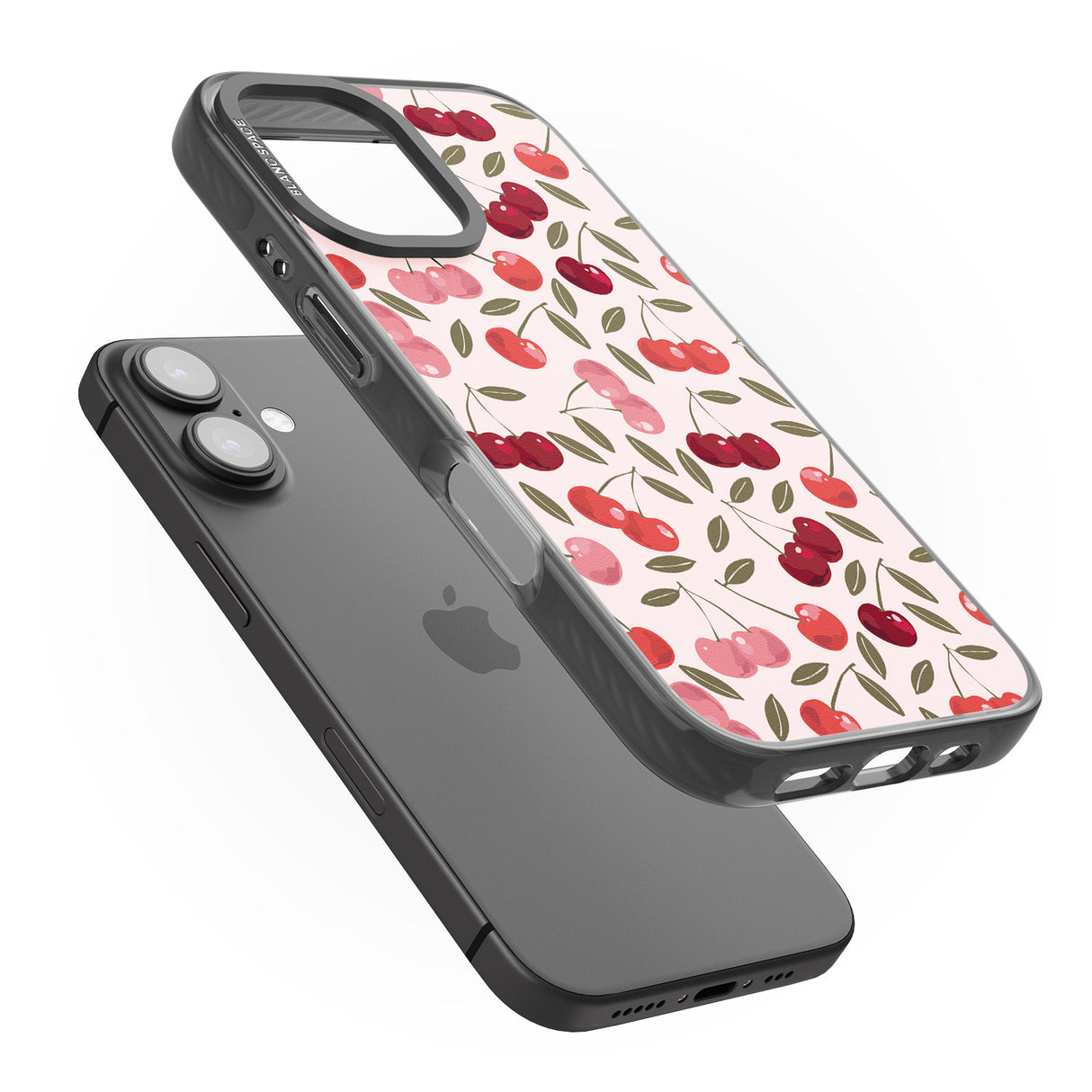 iPhone 16 Pro Max Fruity & Fun Patterns Cherries Black Impact Phone Case