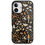 iPhone 16 Pro Max Sentimental Mushrooms Pattern Black Impact Phone Case