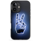 iPhone 16 Pro Max Peace Sign Hand Neon Sign Black Impact Phone Case