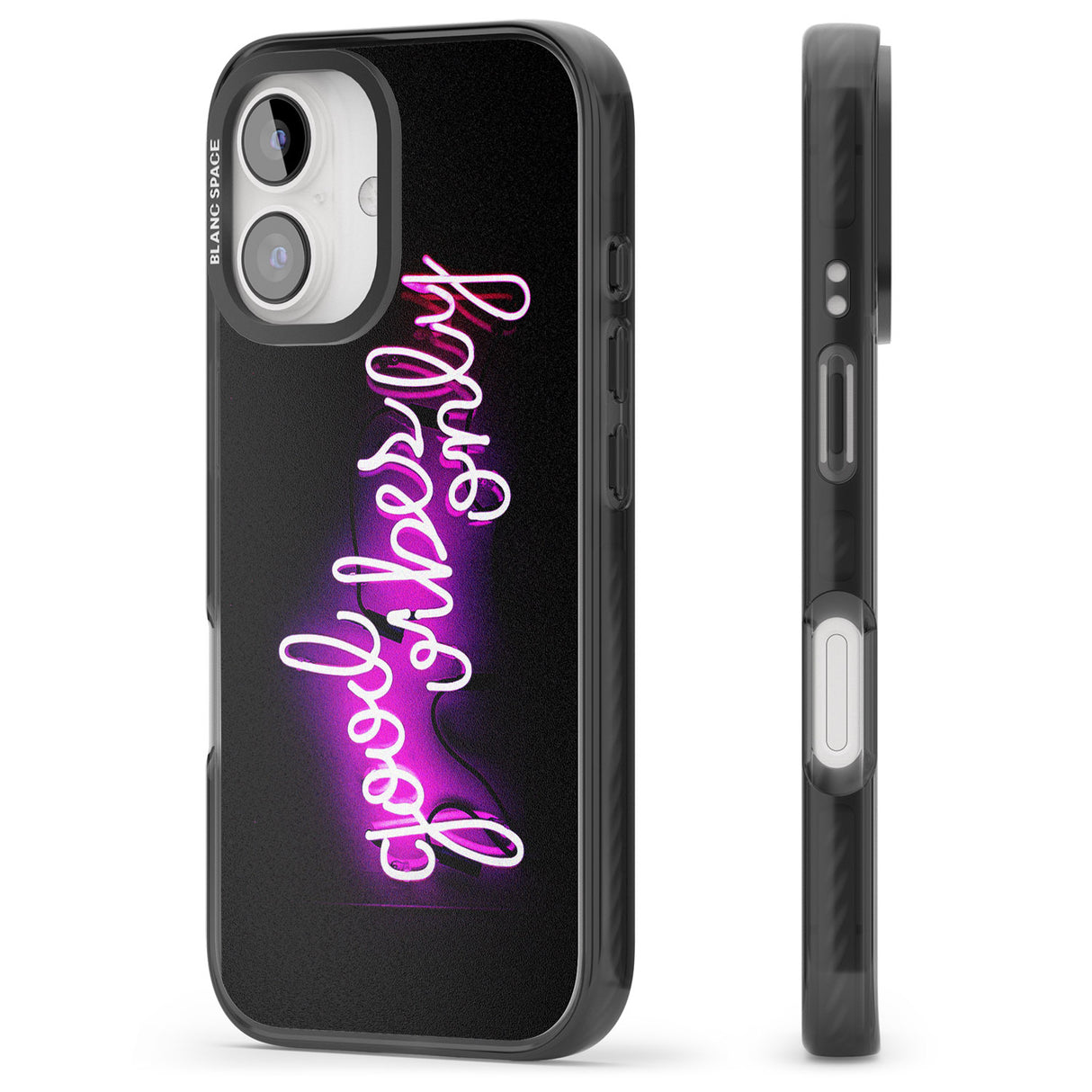 iPhone 16 Pro Max Good Vibes Only Pink Neon Black Impact Phone Case