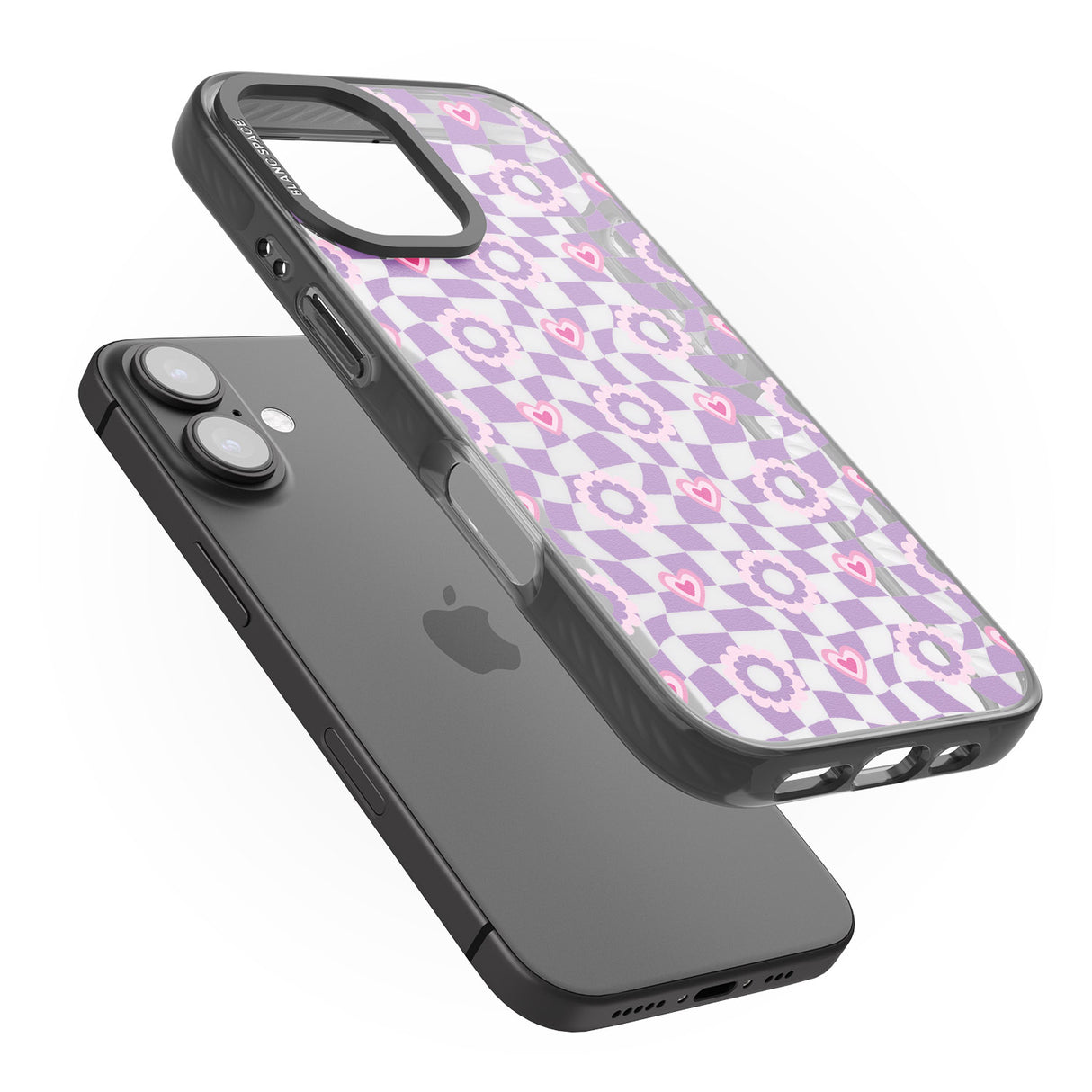 iPhone 16 Pro Max Checkered Love Pattern Black Impact Phone Case