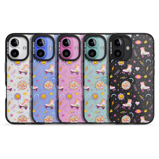 iPhone 16 Pro Max Roller Disco Pattern Black Impact Phone Case