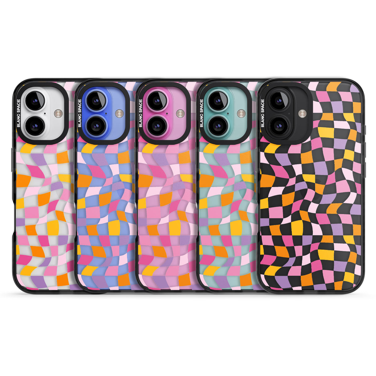 iPhone 16 Pro Max Wonky Squares Pattern Black Impact Phone Case