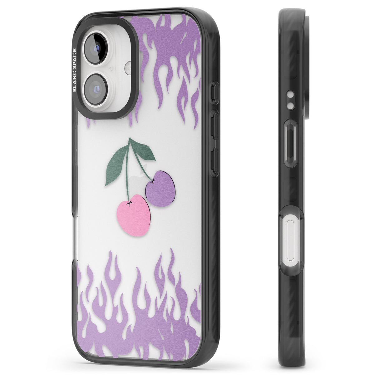 iPhone 16 Pro Max Cherries n' Flames Black Impact Phone Case