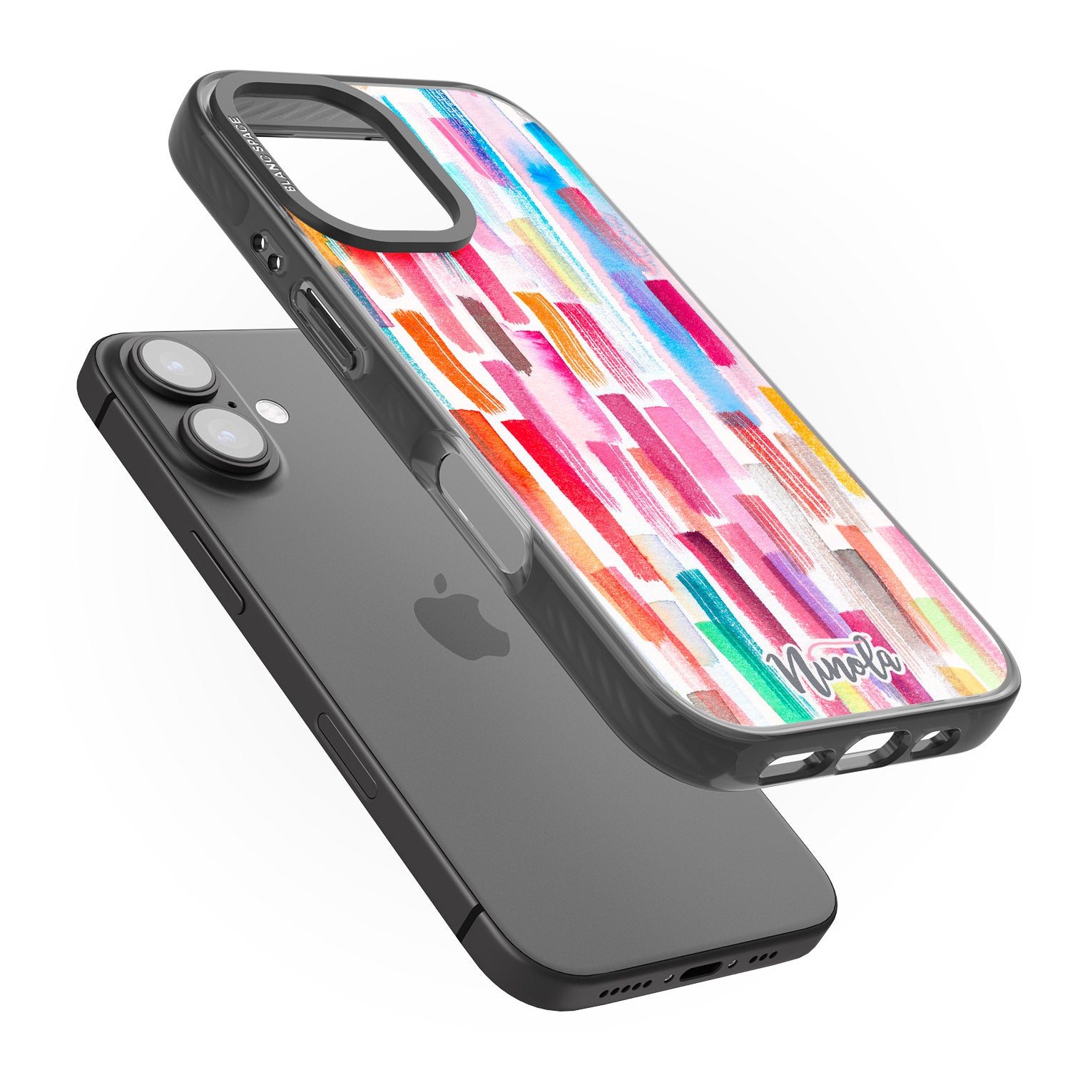 iPhone 16 Pro Max Colorful Brushstrokes Black Impact Phone Case